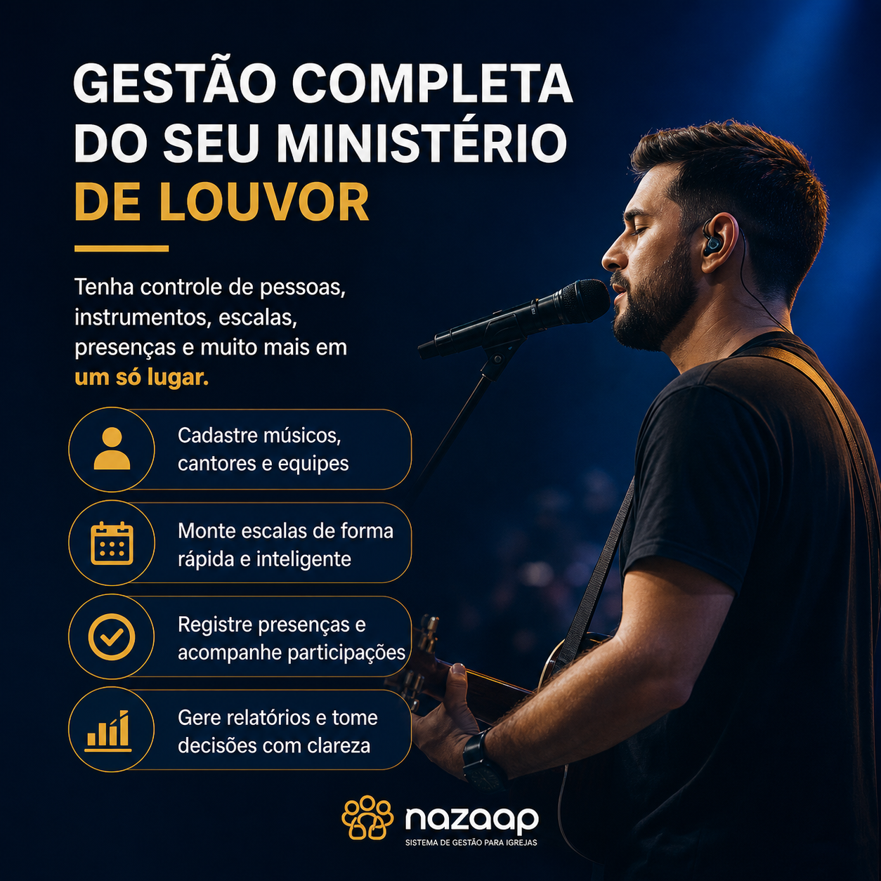 Gestão completa do Ministério de Louvor